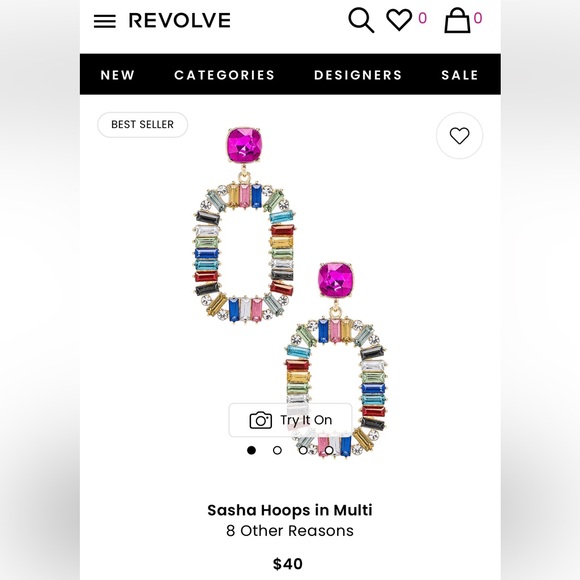 Revolve Multi-Color/Rainbow Gem Earrings, called Sasha Hoops - Picture 5 of 5